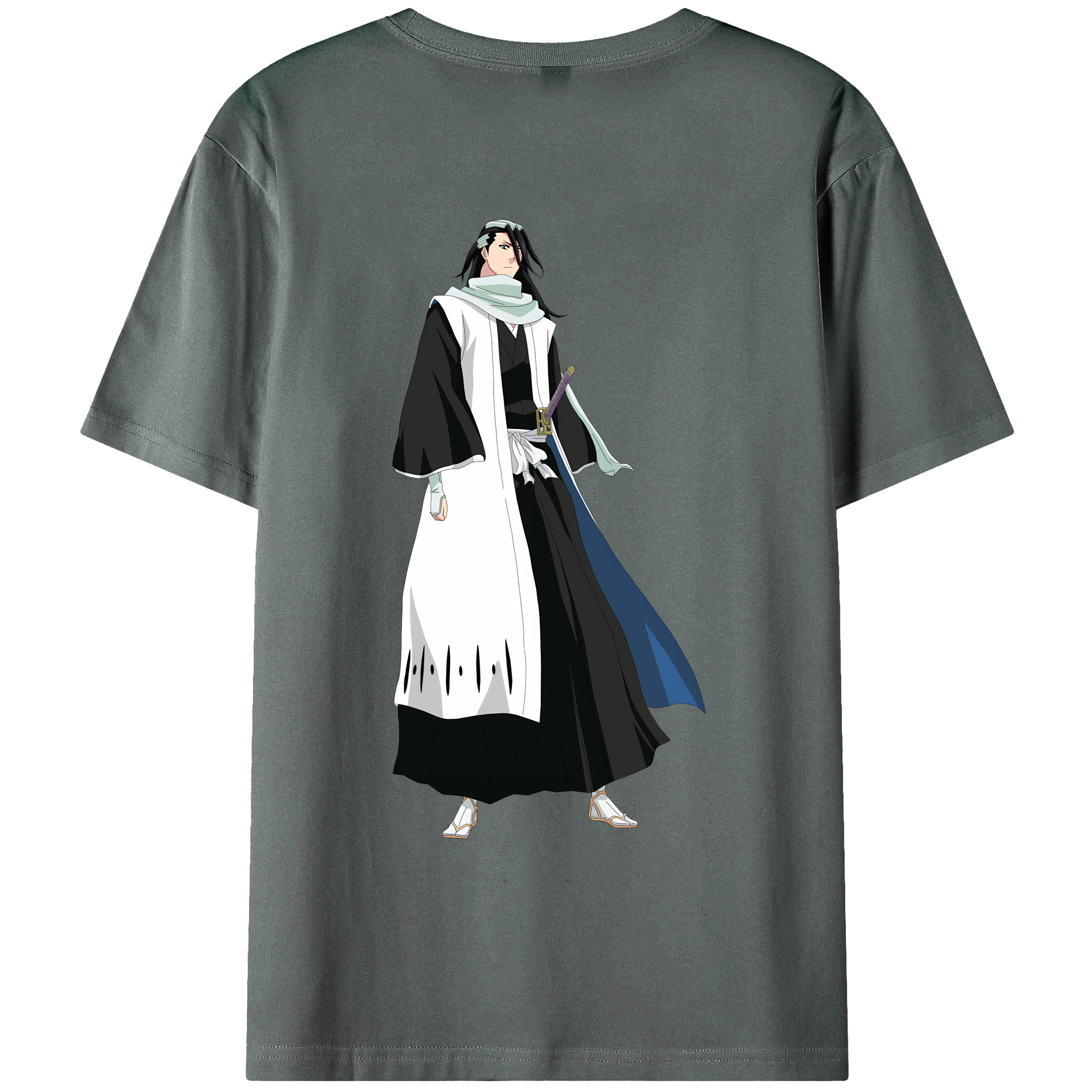 （画像用） ブリーチ くちき びゃくや BLEACH Kuchiki Byakuya 綿100％ メンズ半袖Tシャツ（バックプリント） 通気性